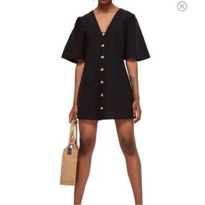 Topshop Angel Sleeve Linen Button Down Dress Sz:4